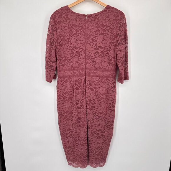 Talia Sodi Mauve Lace 3/4 Sleeve Midi Dress V-Neck size Medium New $89 - Picture 15 of 15